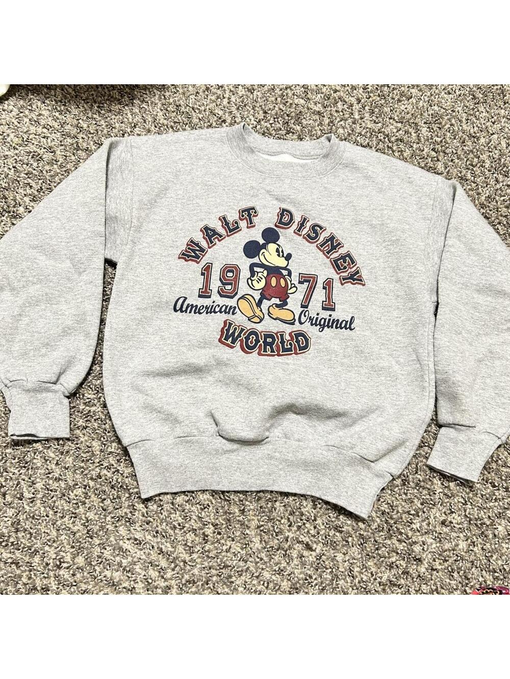 Disney World Vintage Style Kids Unisex Sweatshirt Hanes Size Medium Mickey Mouse